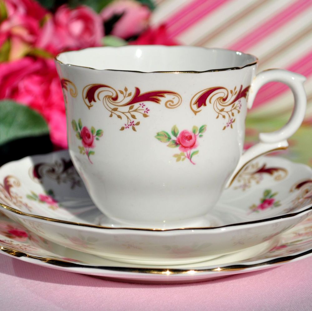 Crown Staffordshire Wentworth Vintage China Teacup Trio