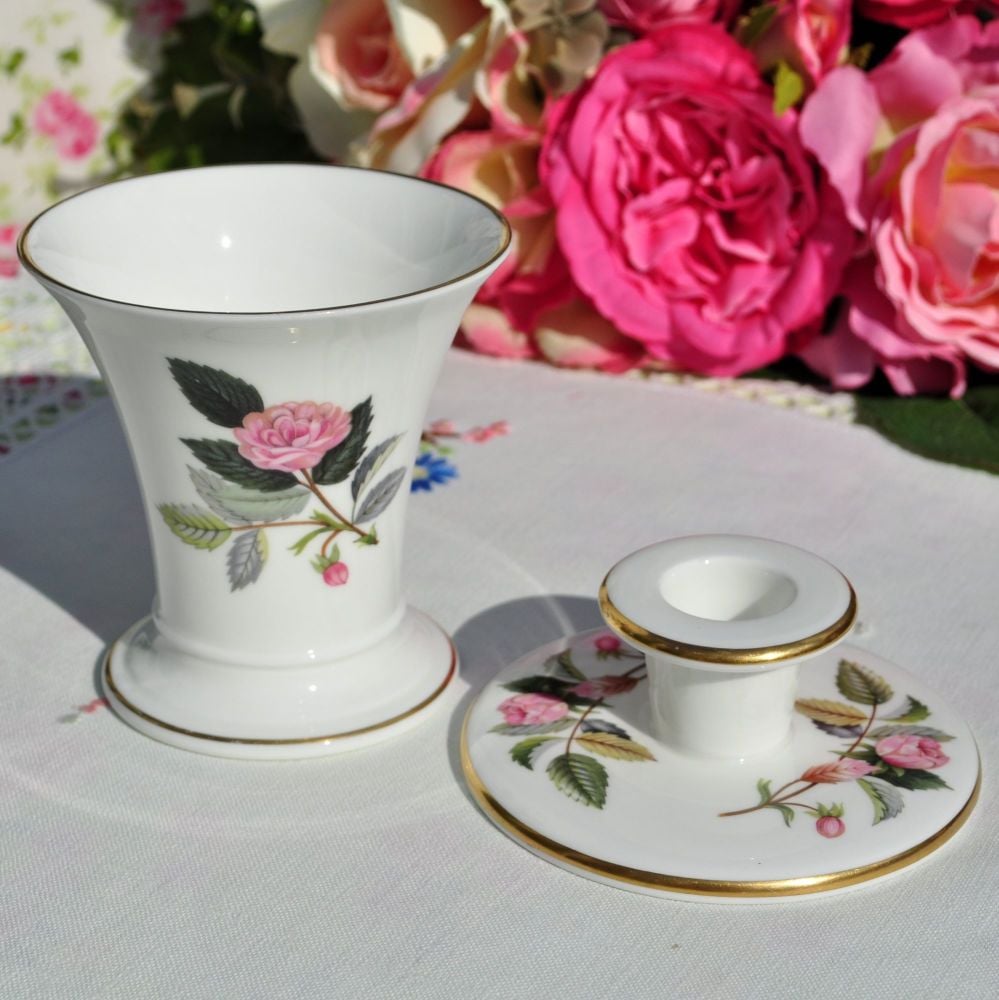 Wedgwood Hathaway Rose Posie Vase and Candle Holder