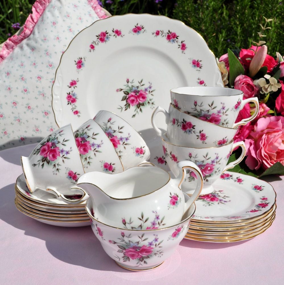 Queen Anne Rose Spray 21 Piece Tea Set c.1960's