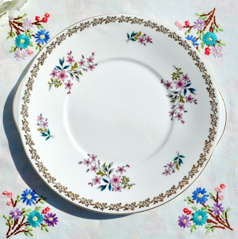Royal Grafton Gold Garland Floral Cake Plate c.1957