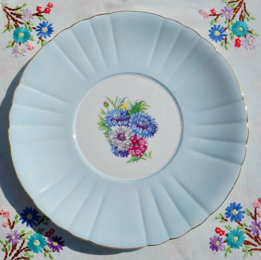 Royal Grafton Cornflower Blue Glazed Cake Plate c.1950s