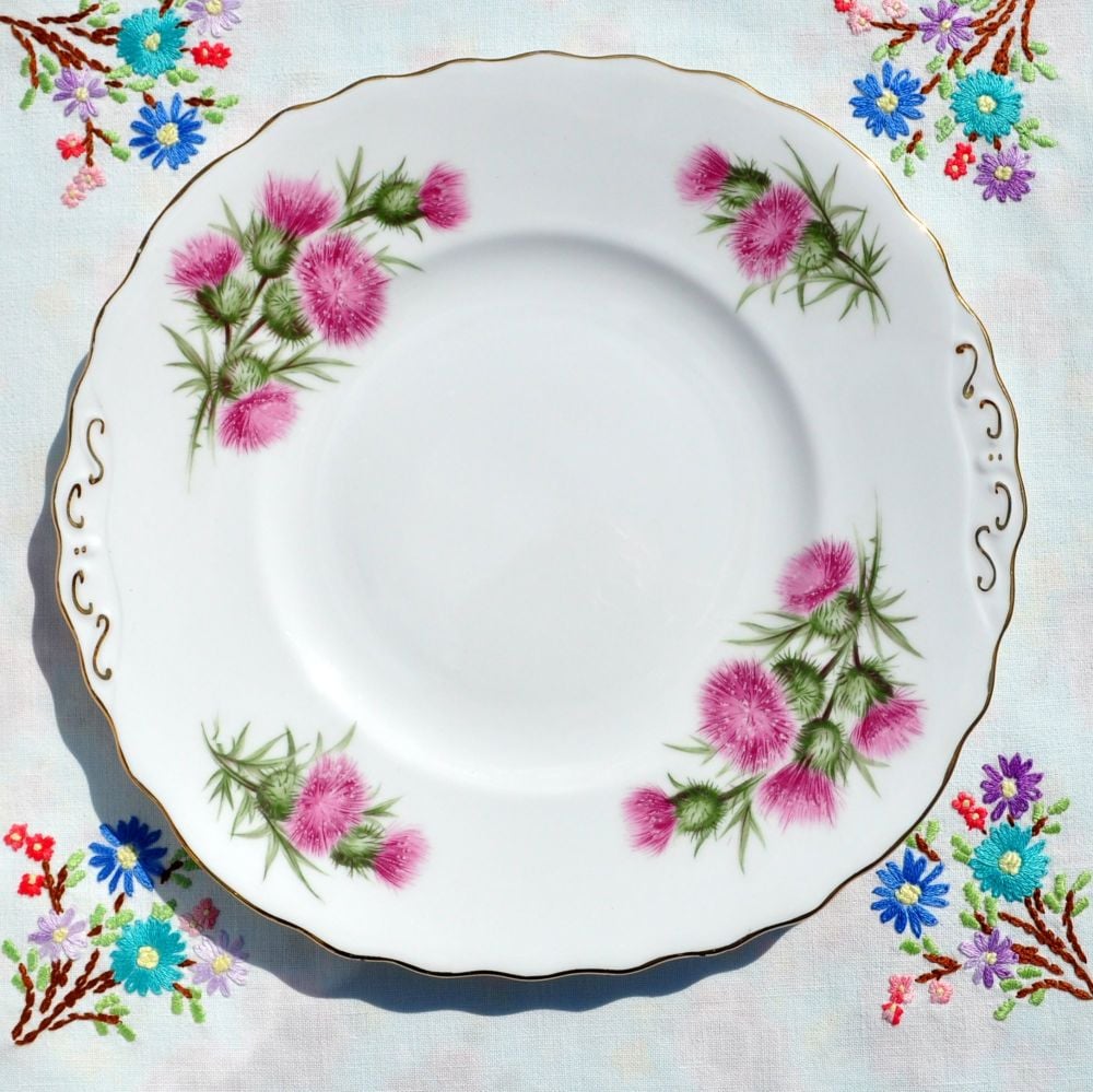 Colclough Pink Thistle Cake Plate c.1950's