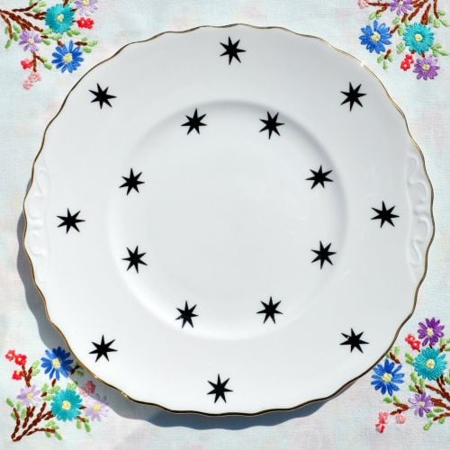 Royal Vale Black Star and Gold Cake Plate c.1960's