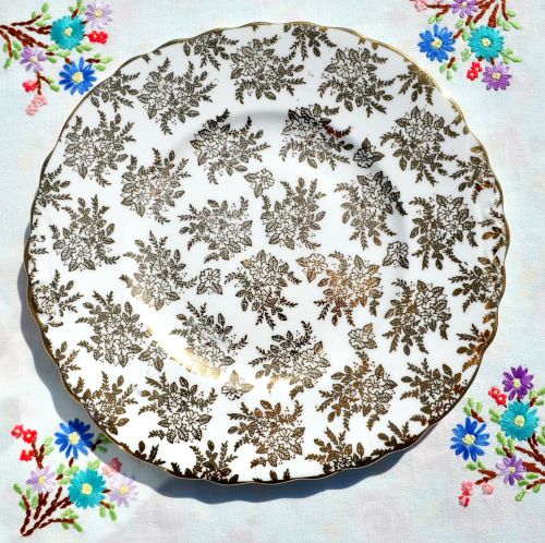Royal Vale Gold Filigree Cake Plate c.1960's