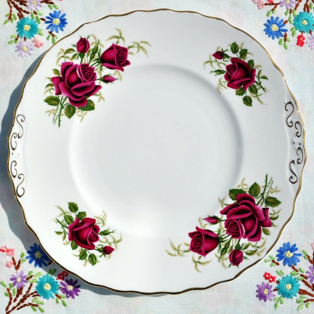 Colclough Red Roses Cake Plate c.1960's