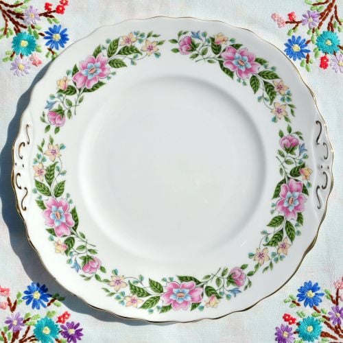 Colclough Floral Border Cake Plate c.1960's