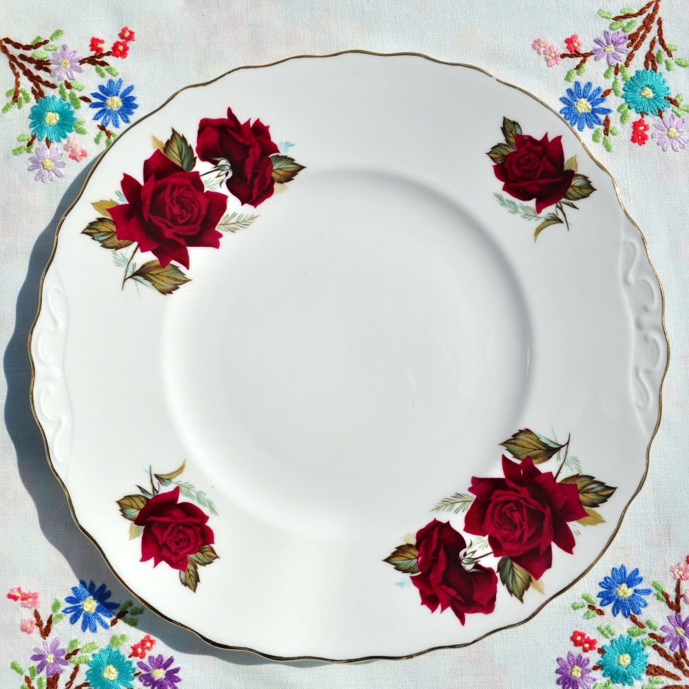 Royal Vale Red Roses Cake Plate c.1960s