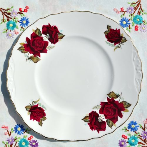 Royal Vale Red Roses Cake Plate c.1960's