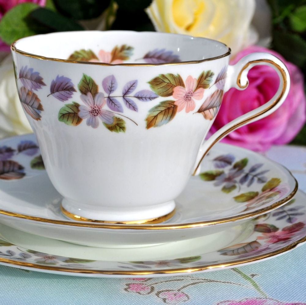 Aynsley April Rose English Fine China Teacup Trio