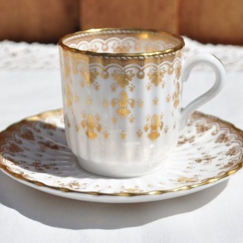 Spode Fleur De Lys Mini Coffee Can and Saucer