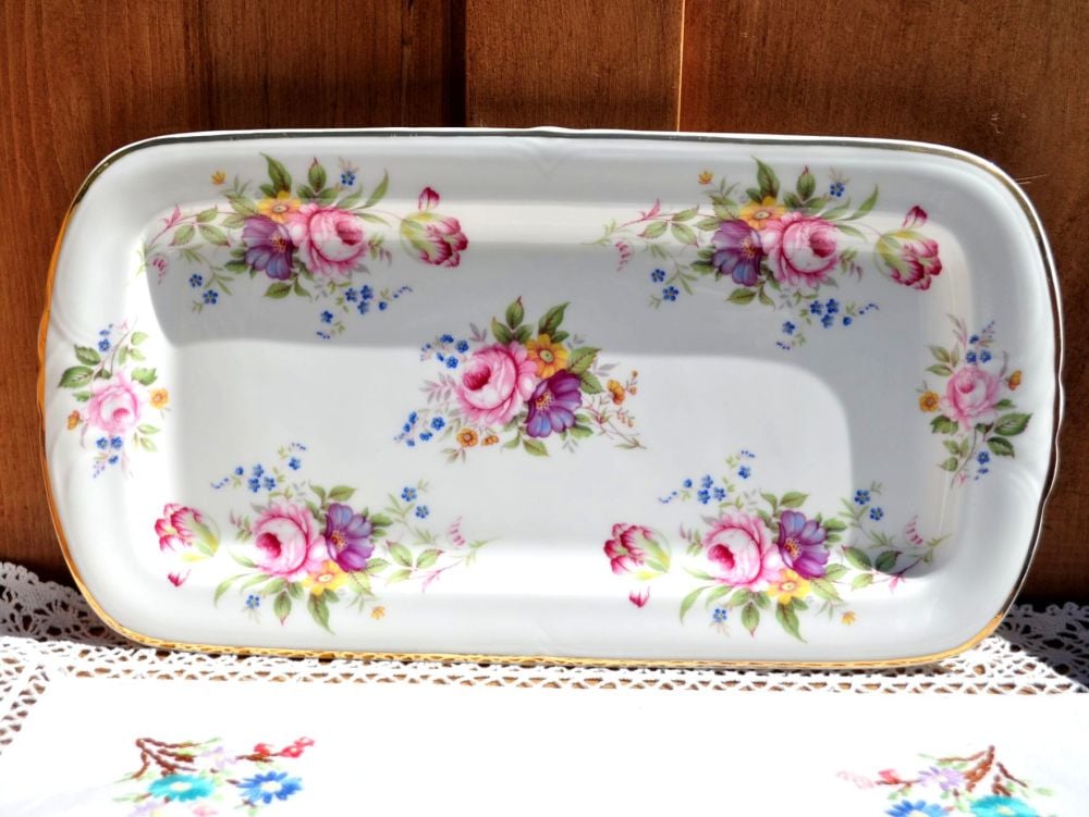 Fenton English Posies Sandwich or Cake Tray