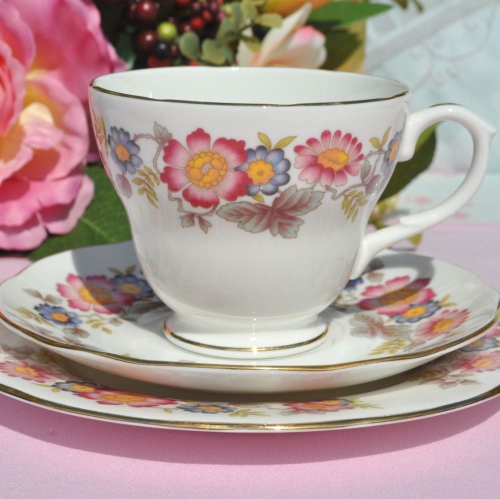 Duchess pretty floral vintage tea trio