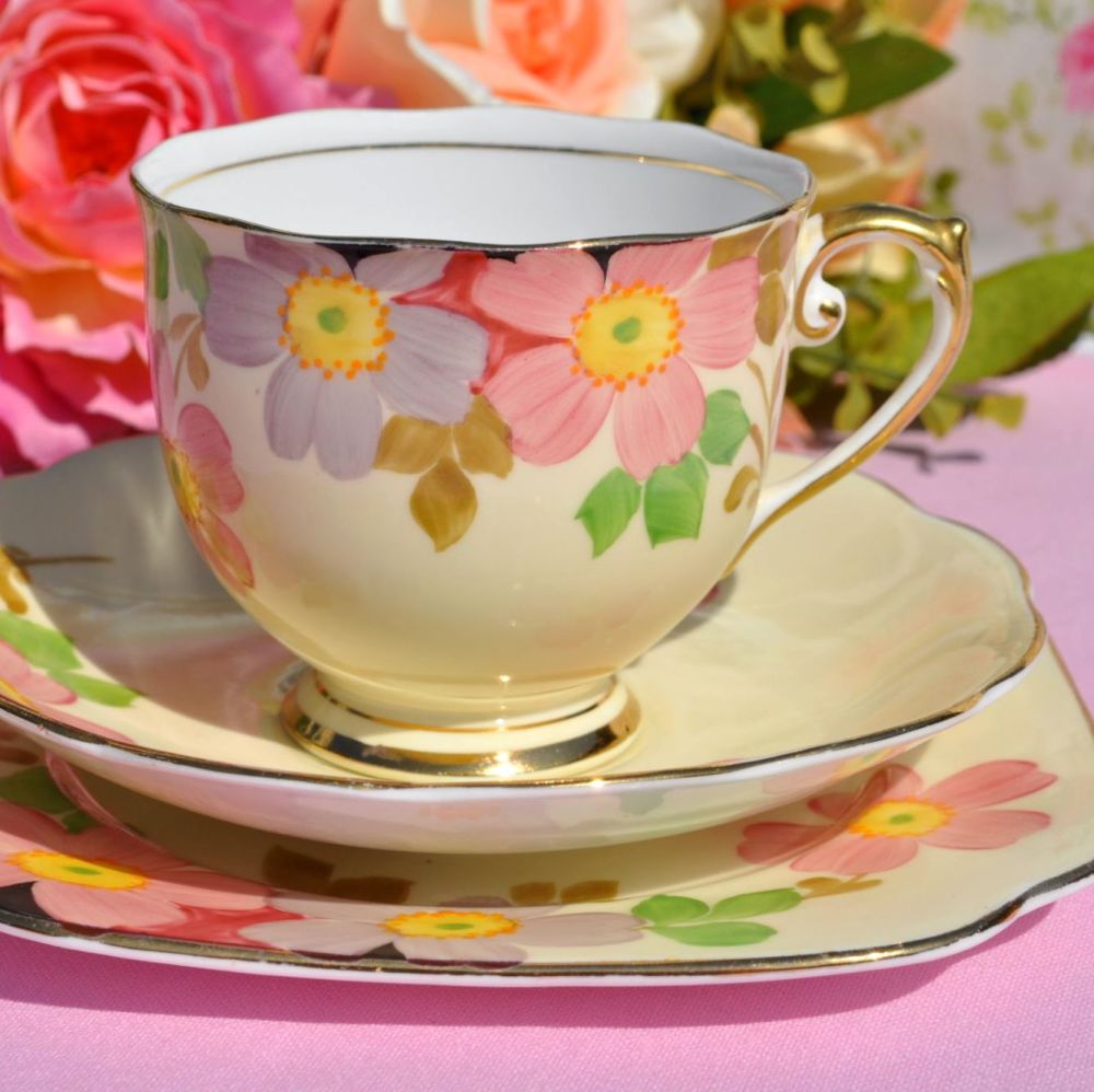 Roslyn Cream Floral Vintage Tea Trio