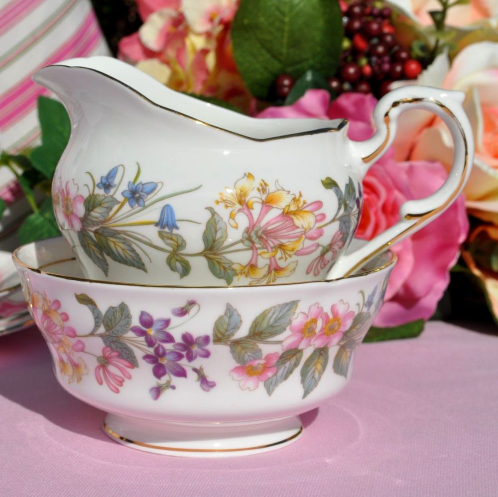 Paragon Country Lane English China Milk Jug and Sugar Bowl c.1957+