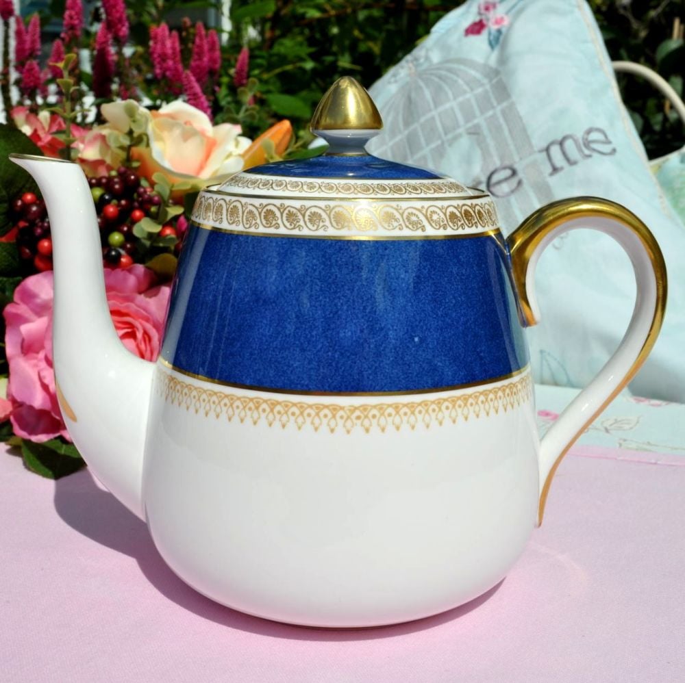 Crown Staffordshire Blue and Gold Vintage Teapot