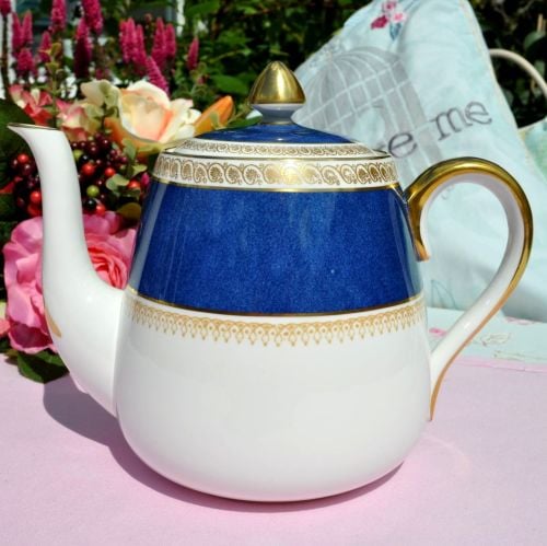 Crown Staffordshire Blue and Gold Vintage Teapot