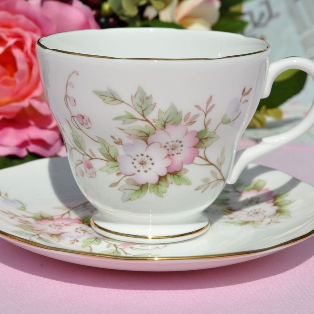 Duchess Pastel Pink Floral Teacup and Saucer