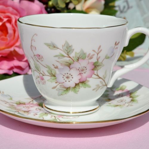 Duchess Pastel Pink Floral Teacup and Saucer
