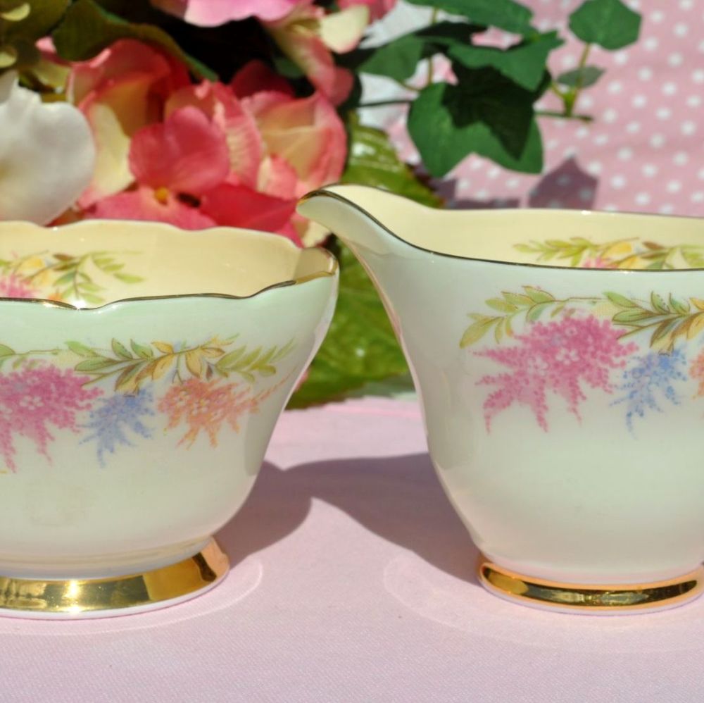 Sutherland Wisteria Vintage China Milk Jug & Sugar Bowl c.1950s