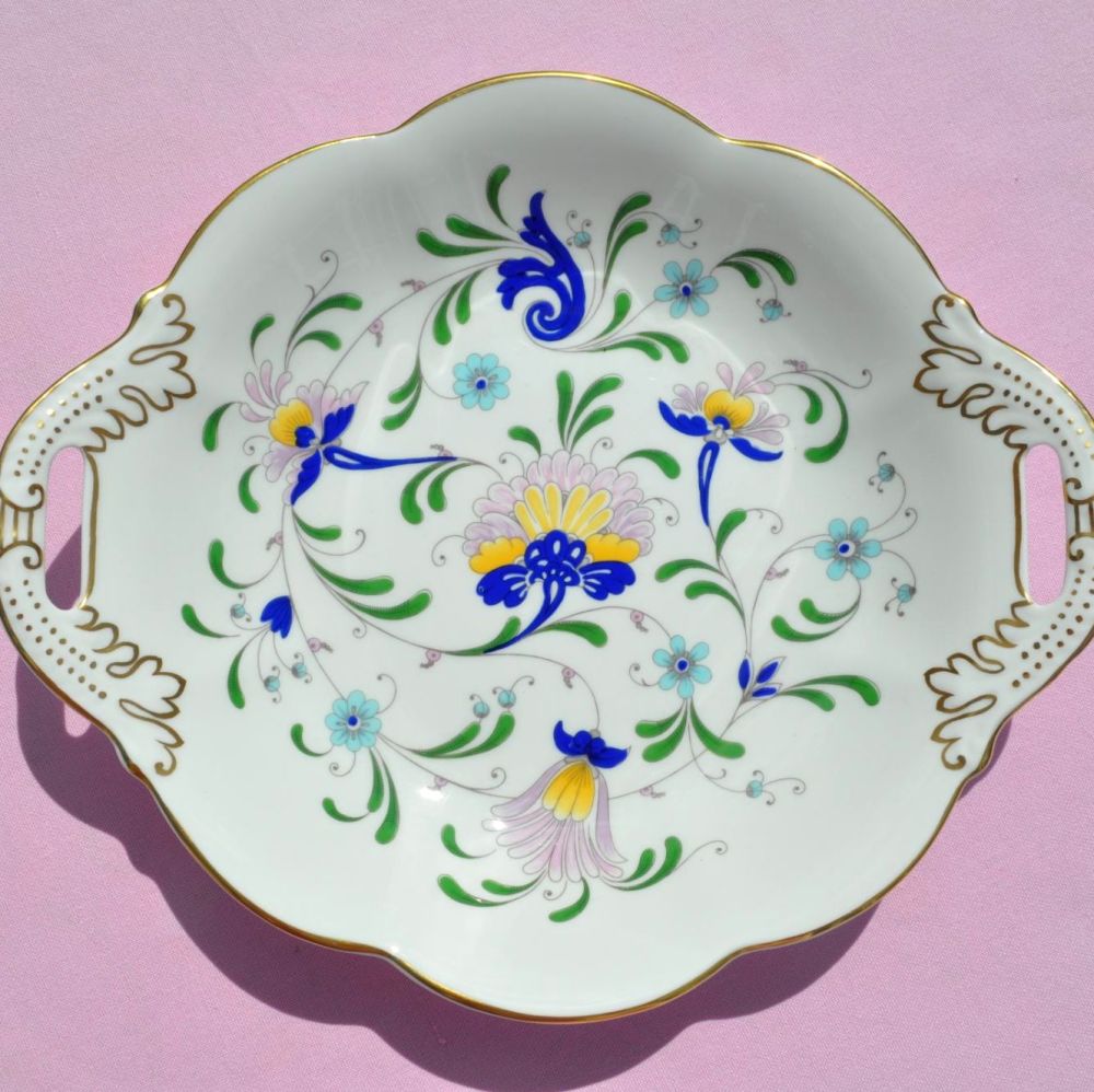 Coalport Pageant Hand Painted Vintage China Biscuit Tray c.1960s