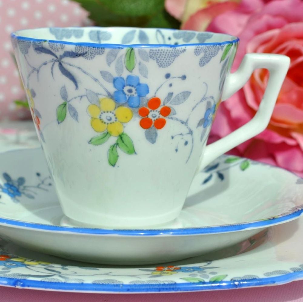 Sutherland Art Deco Hand Painted 1930s Tea Trio
