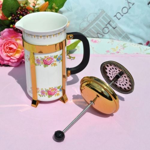 vintage fine china cafetiere with floral pattern