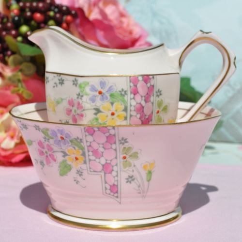 Tuscan Art Deco 4574H Hand Painted Milk Jug and Sugar Bowl c.1936
