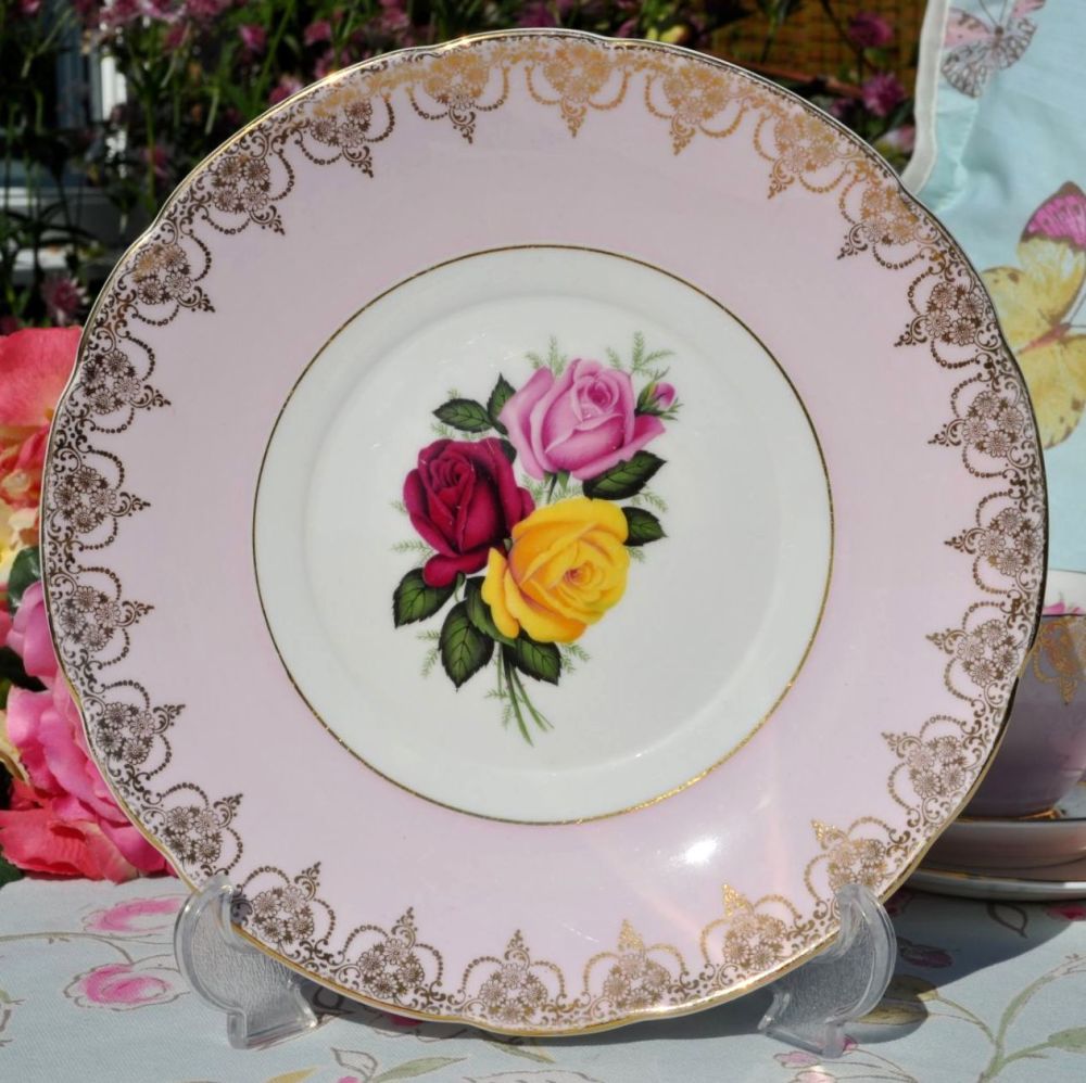 Imperial pale pink roses cake plate