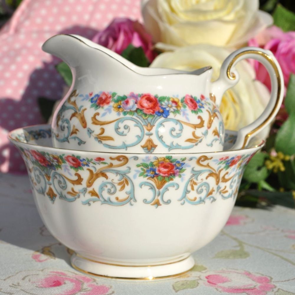 Tuscan Orleans Vintage Fine Bone China Milk Jug and Sugar Bowl c.1940's