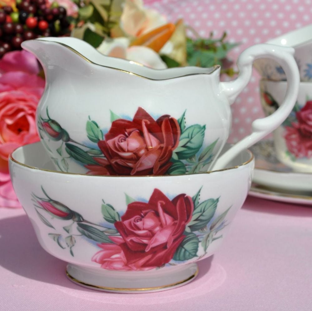 Royal Standard Christian Dior Rose Vintage Cream Jug and Sugar Bowl