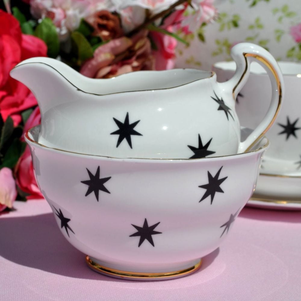 Royal Vale Black Star Milk Jug and Sugar Bowl