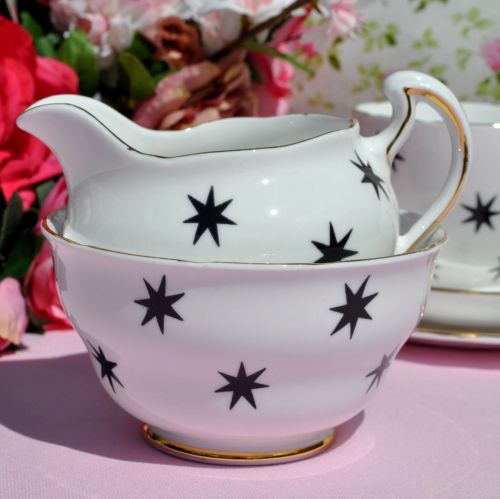 Royal Vale Black Star Milk Jug and Sugar Bowl