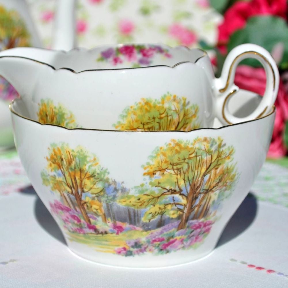 Shelley Englands Charm Ideal 0188 China Milk Jug & Sugar Bowl c.1937