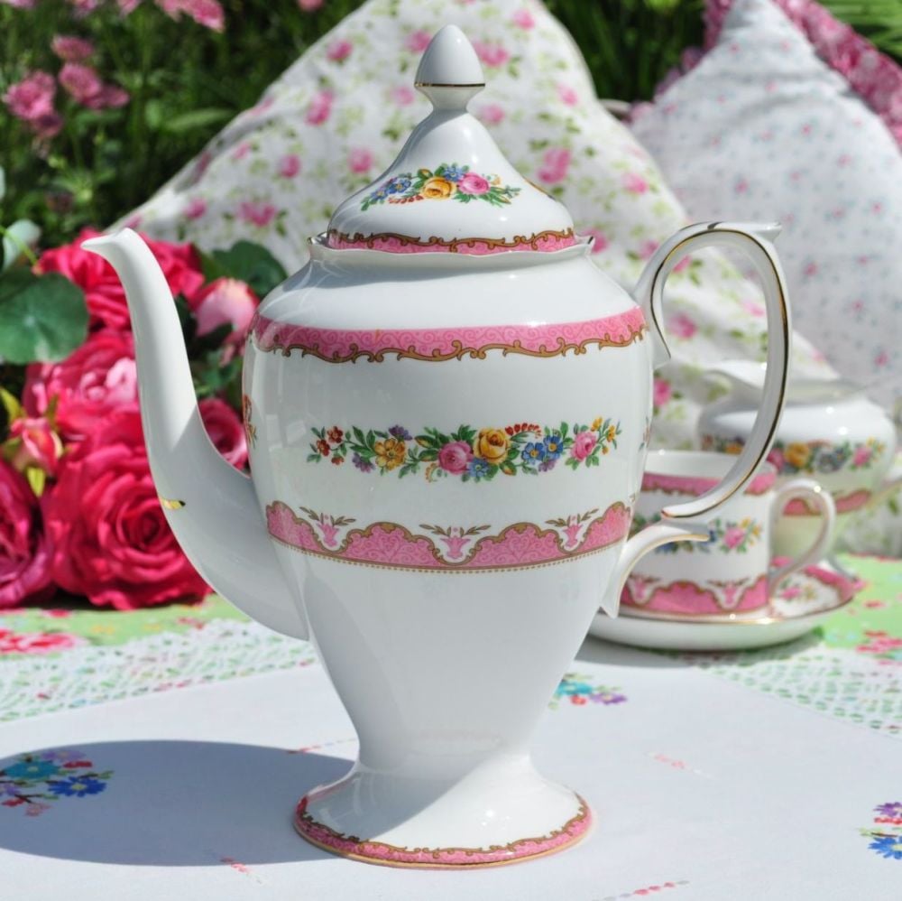 Crown Staffordshire Pink Tunis Tall Teapot or Coffee Pot c.1930s