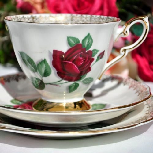 Royal Standard Red Velvet Tea Cup Trio