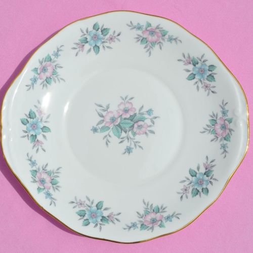 Colclough Coppelia Pastel Pink and Blue Vintage China Cake Plate c.1950's