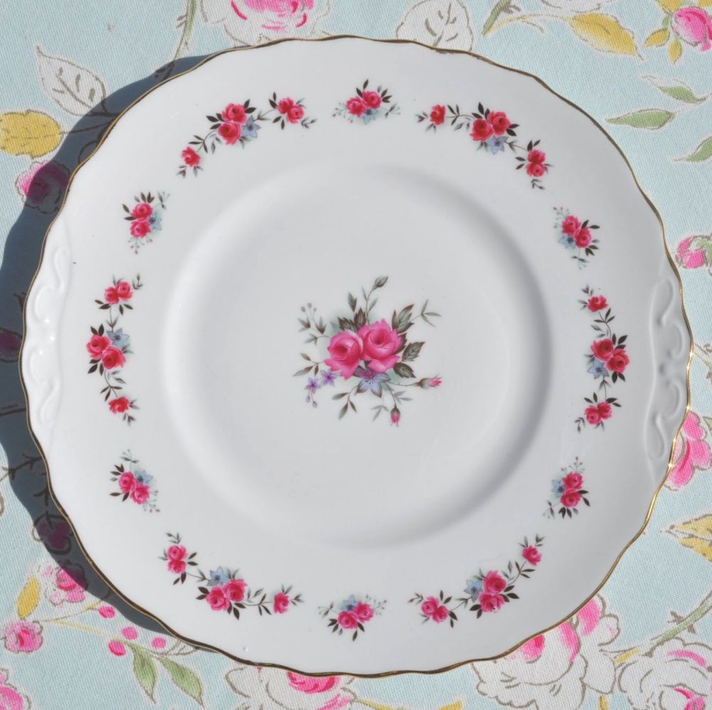 Queen Anne Pink Roses Cake Plate