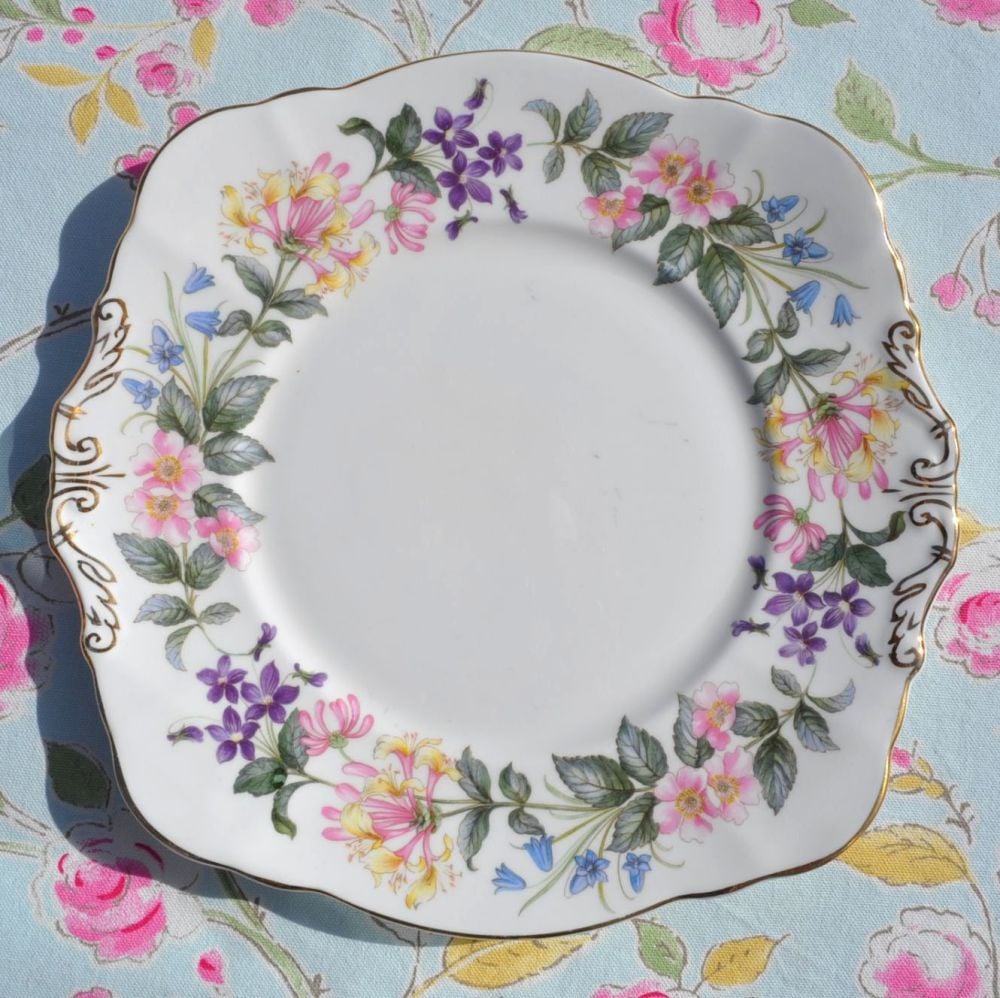 Paragon Country Lane English Fine Bone China Square Bread or Cake Plate