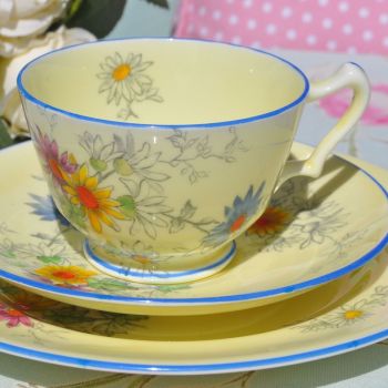 Crown Staffordshire Cream Floral Vintage Teacup, Saucer and Tea Plate Trio
