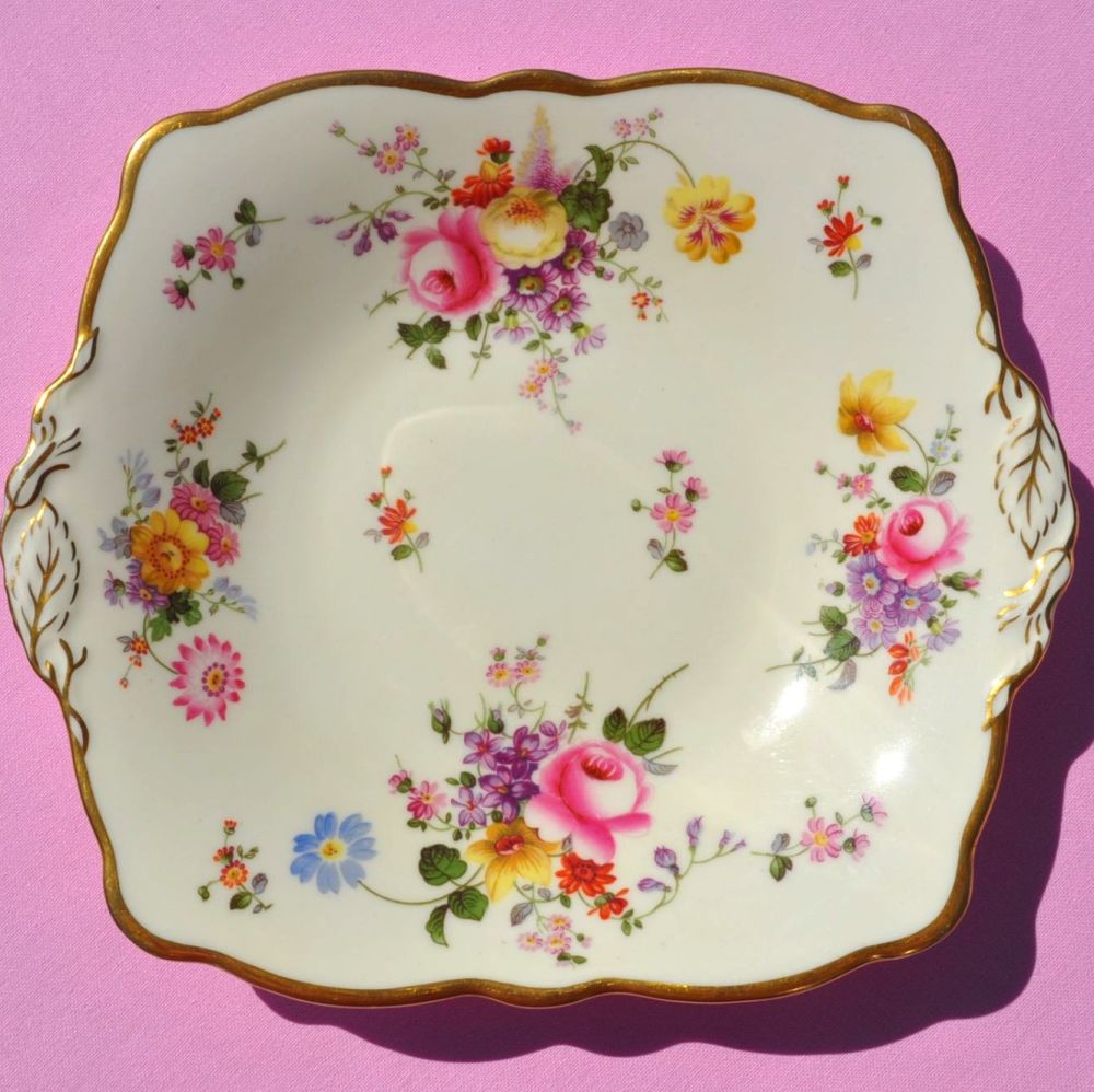 Cauldon China Cream and Floral Vintage Cake Plate