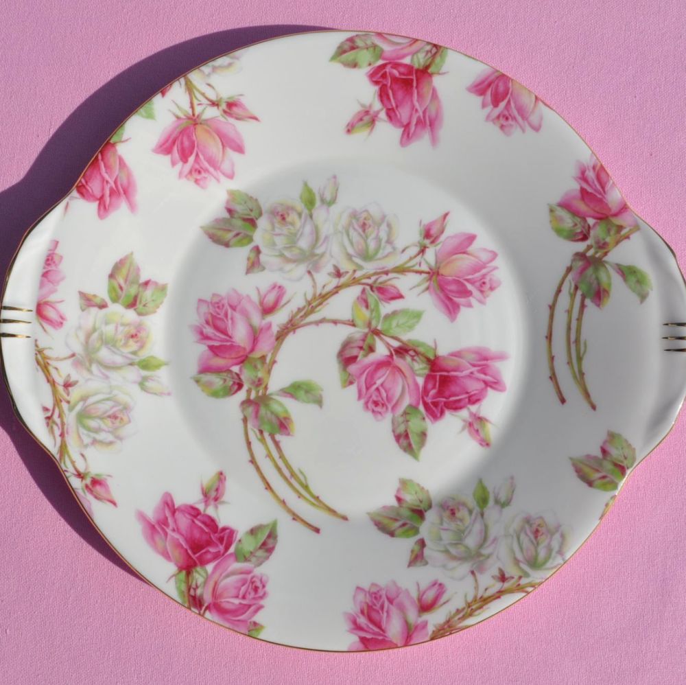 Aynsley China Elizabeth Rose Pattern Cake Plate