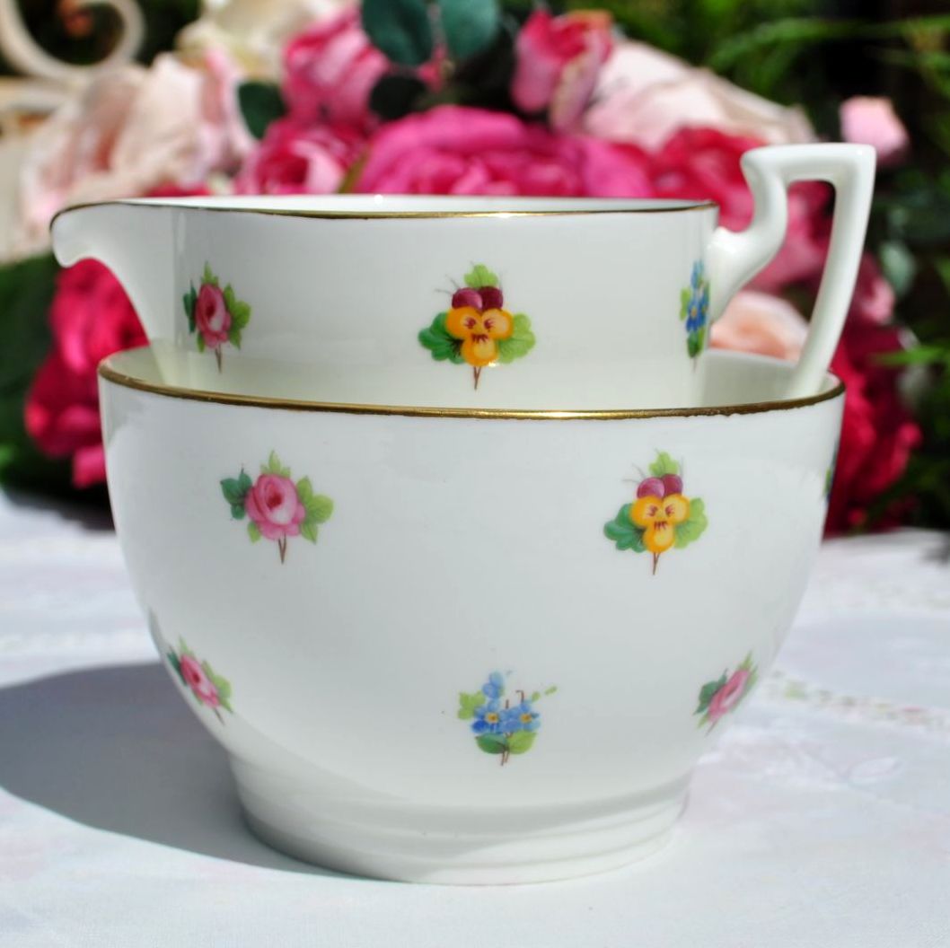 Mintons Scattered Flowers Milk Jug and Sugar Bowl
