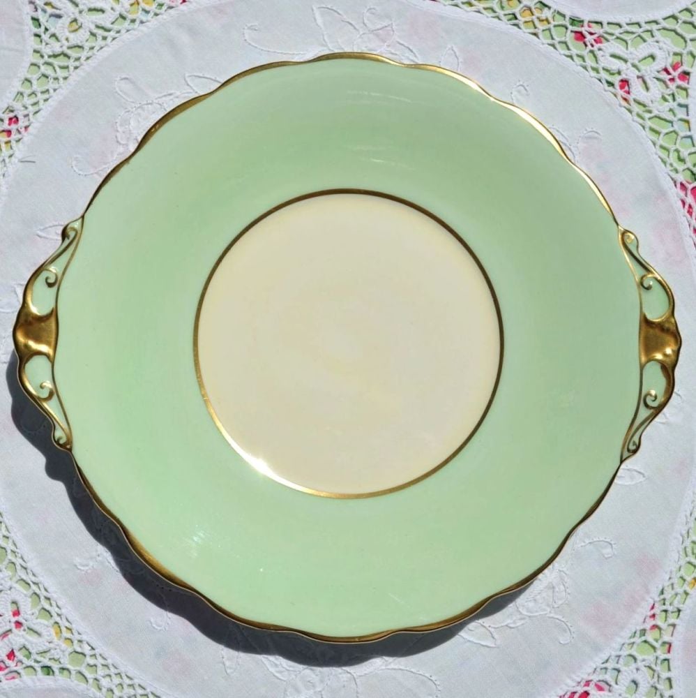 Roslyn Green and Cream Cake Plate