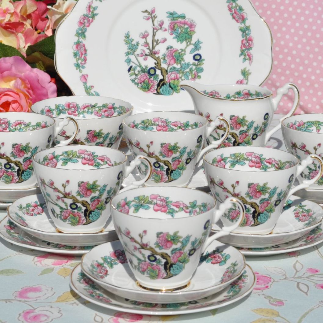 Argyle Indian Tree Pattern 21 Piece Tea Set 1960s Bone China