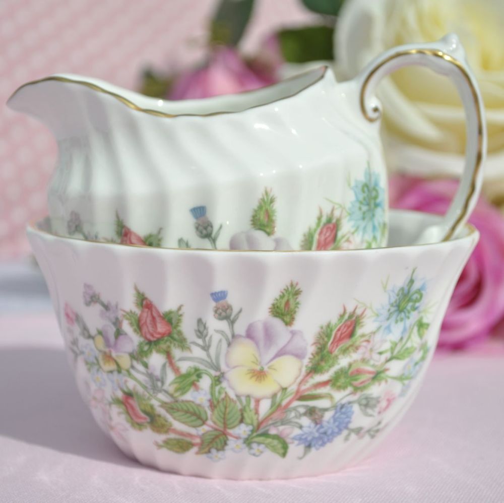 Aynsley Wild Tudor Milk Jug or Creamer and Open Sugar Bowl