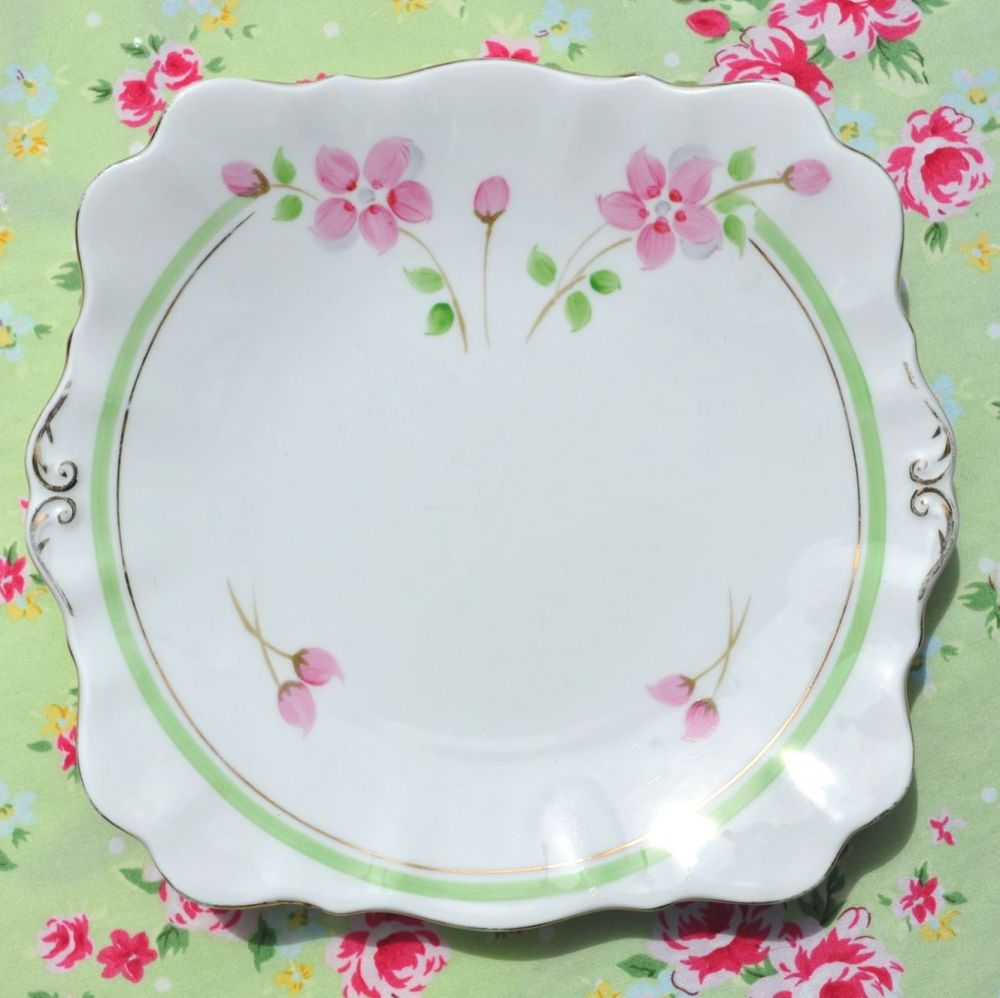 Roslyn Hand Painted Art Deco Style Cake Plate