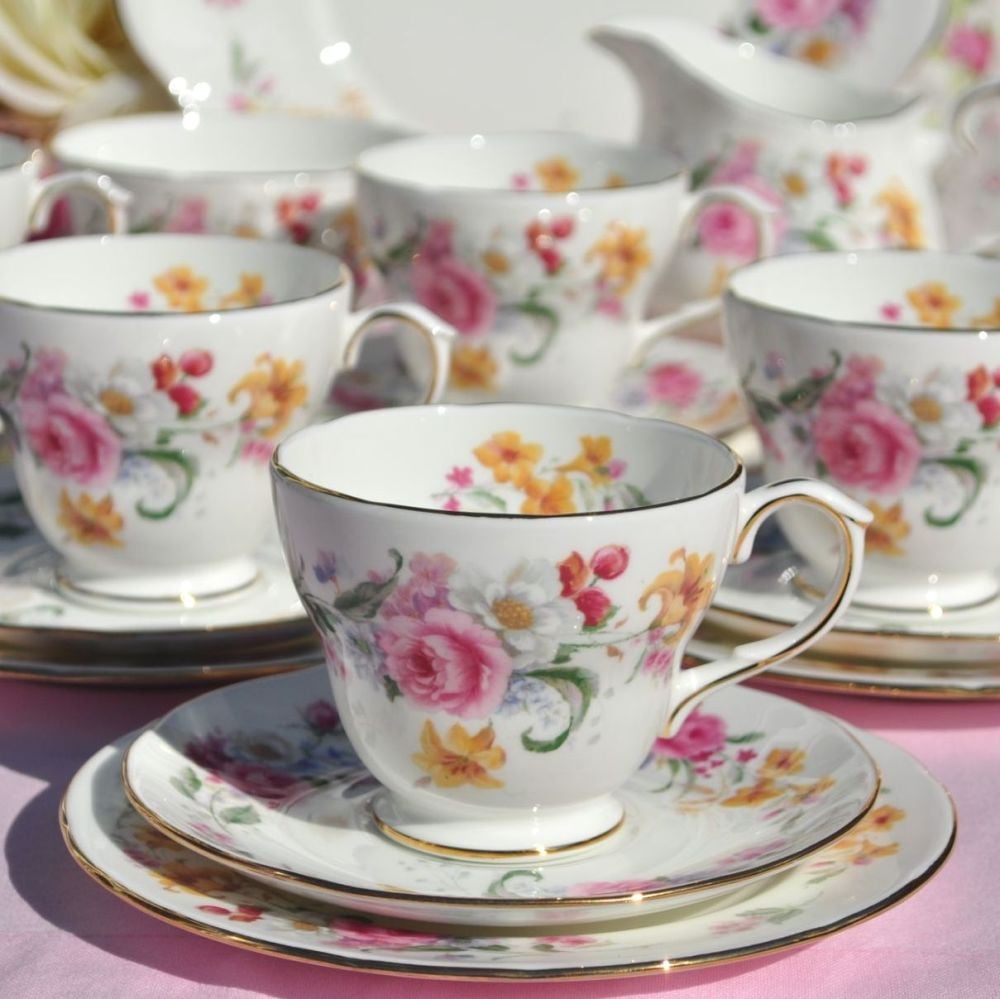 Duchess Memories Floral Bone China Vintage 21 Piece Tea Set