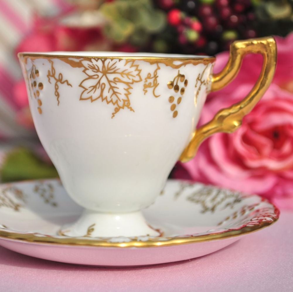 Royal Crown Derby Vine Pattern Coffee Cup and Saucer c.1964