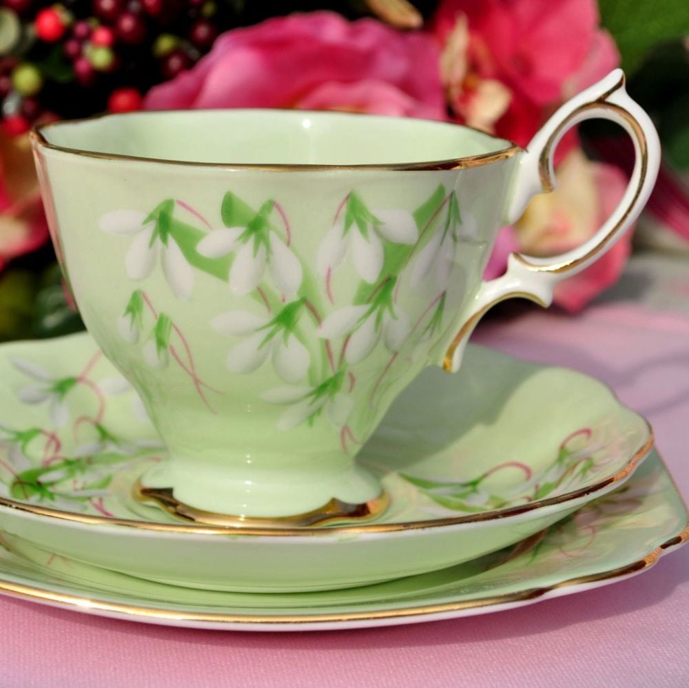 Royal Albert Laurentian Snowdrop Teacup Trio c.1940s