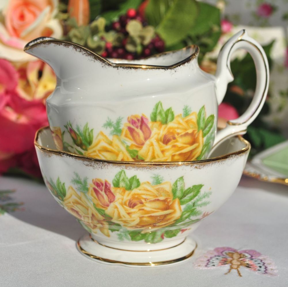 Royal Albert Tea Rose Vintage Milk Jug & Sugar Bowl c.1940s